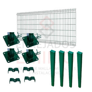 Kit Vallado 10 Mts X 0.60 Mts Malla Plegada Electrosoldada Galvanizada Con Placa Verde RAL 6005