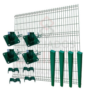 Kit Vallado 10 Mts X 2 Mts Malla Plegada Electrosoldada Galvanizada Con Placa Verde RAL 6005